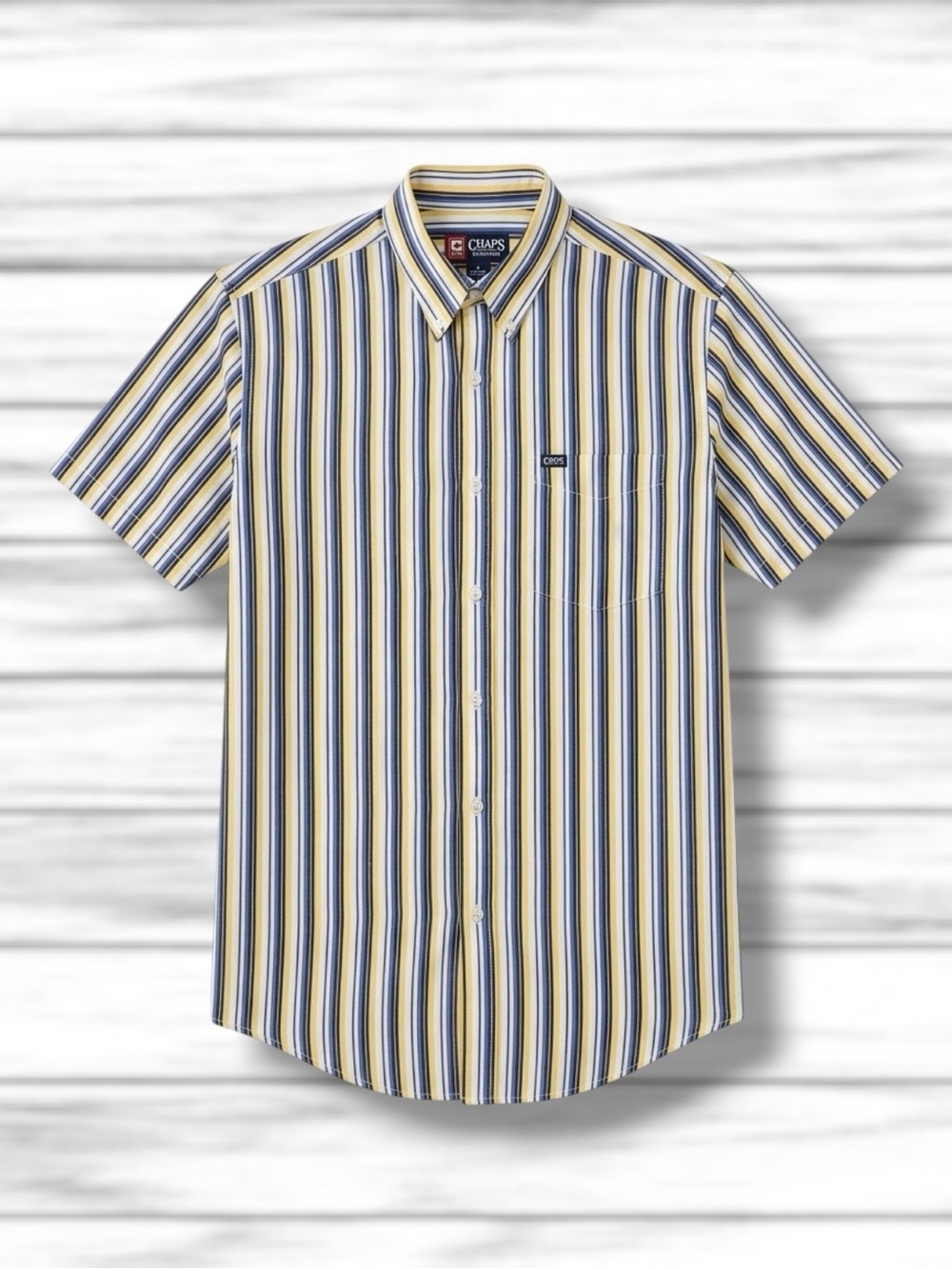 Chaps Button Down Shirt Multicolor Stripe Short Sleeve Classic Preppy Coastal M